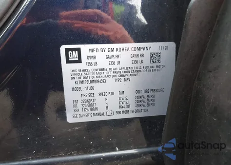 2021 Chevrolet Trailblazer Fwd Lt z USA, uszkodzony, nr VIN KL79MPSL0MB094593